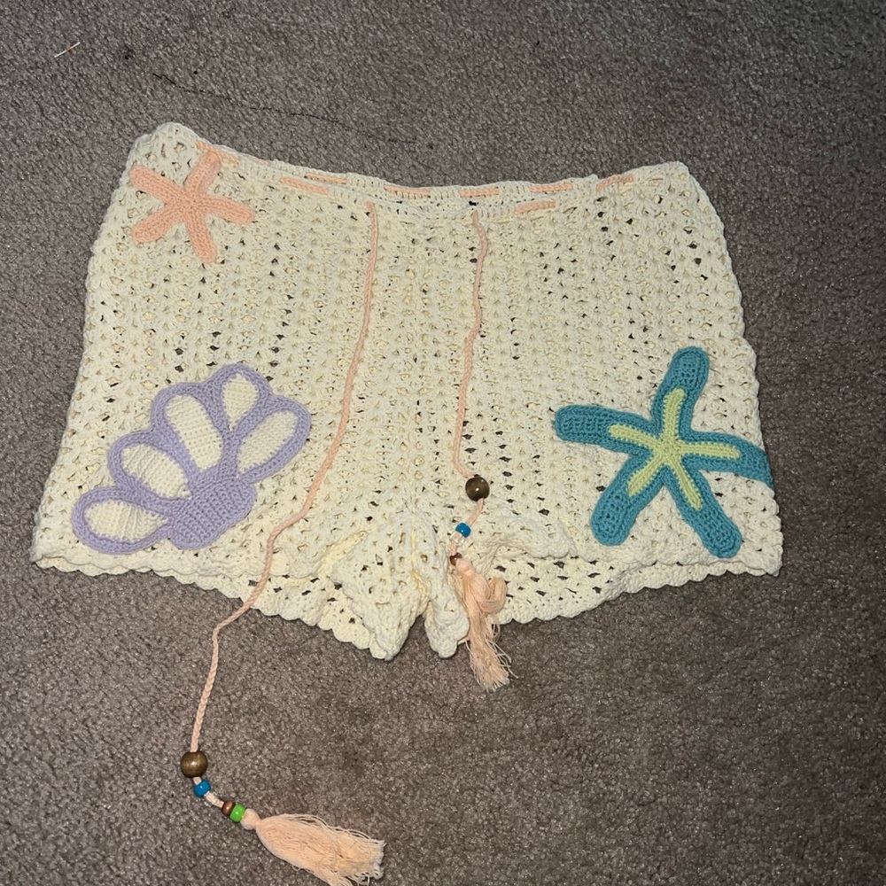 Crochet Shorts with Sea Motif